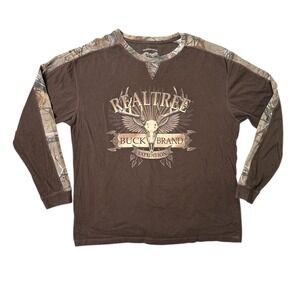 Buckhorn River Realtree Buck Brand Expedition Camo Sleeve T-Shirt Mens XL Brown